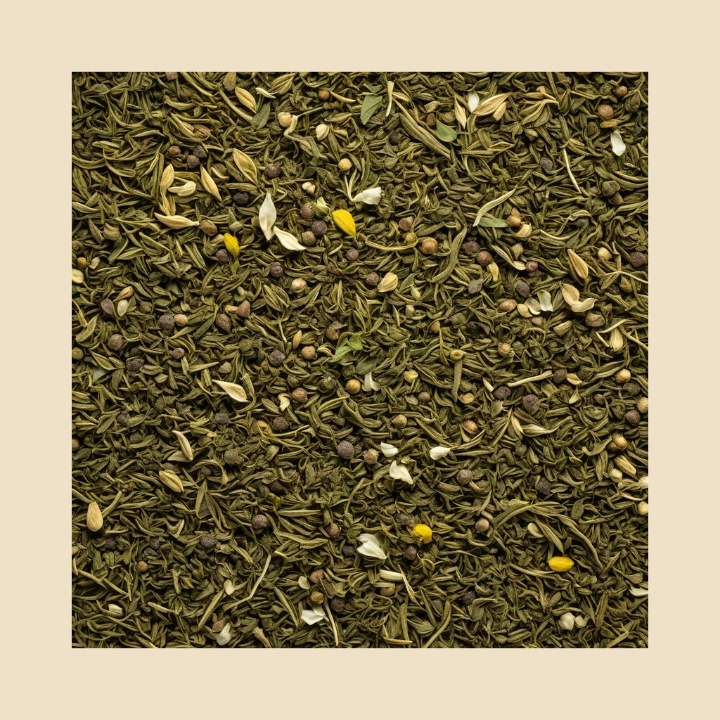 Classic Detox Herbal Blend loose herbal tea blend texture with beige padding - B&T Naturals UAE
