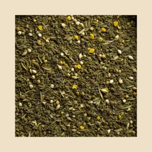 Deep Sleep Herbal Blend loose herbal tea blend texture with beige padding - B&T Naturals UAE