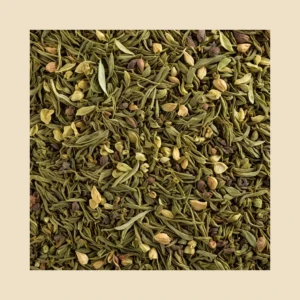 Green Wellness Tea Blend loose herbal tea blend texture with beige padding - B&T Naturals UAE