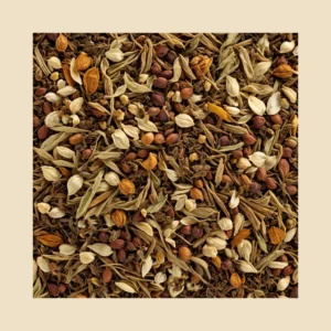 Men's Vitality Herbal Blend loose herbal tea blend texture with beige padding - B&T Naturals UAE