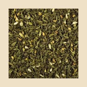 Moroccan Mint Blend loose herbal tea blend texture with beige padding - B&T Naturals UAE