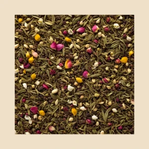 Premium Floral Tea Blend loose herbal tea blend texture with beige padding - B&T Naturals UAE